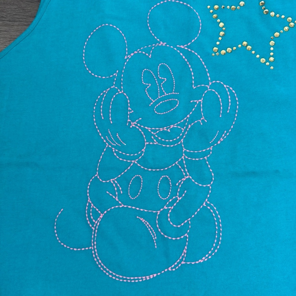 NWT Disneyland Resort Mickey Mouse Embroidered‎ Teal Tank Top XXL Rhinestone